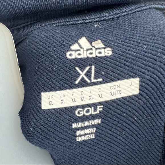 Adidas XL Golf Blue Long Sleeve 1/2 Zip Mock Neck Pullover Sweater - Picture 4 of 5